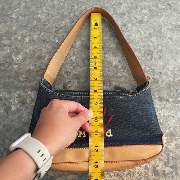 Vintage Mudd Denim Y2K Mini Shoulder Bag Purse Embroidered Handprint Jean 2000s - Picture 13 of 14